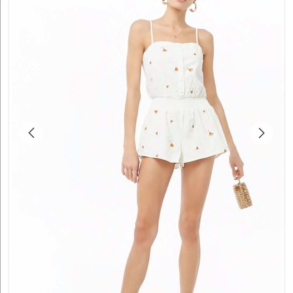 NWT Embroidered Floral Cami Romper